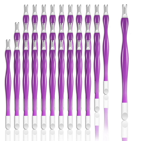 30 Pieces Nail Cuticle Trimmer Remover Rubber Nail Cleaner Double Head Dead Skin Cuticle Knife Plastic Handle Cuticle Pusher Removal Fork Nail art Tools for Girls Women and Men - Deep Lilac