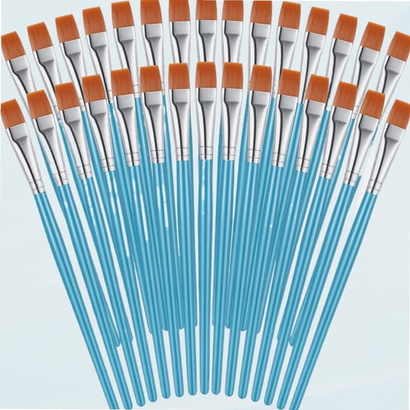 30 Pieces Paint Brushes Bulk Small Flat Top Paint Brush Acrylic Paint Brush Oil Classroom Painting Brush for Kids Students Artists Mini Paint Brushes Touch Up Crafts Detail Painting (Blue, 1/2 Inch)