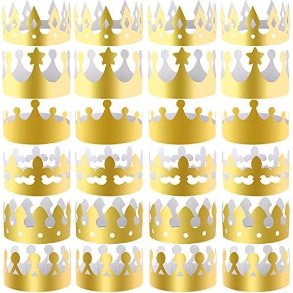 30 Pieces Paper Crowns Gold Party Crown Paper King Hats for Party and Birthday Celebration
