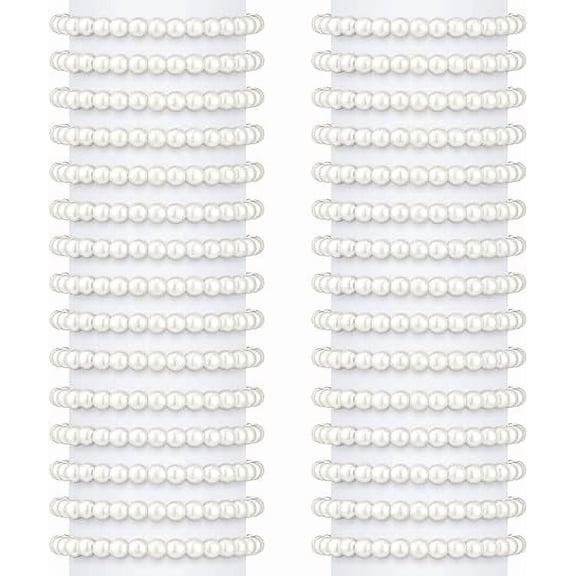 30 Pieces Pearl Bracelets for Women Wedding Bulk, Faux Bridal Pearl Bracelet Elastic Stretch Bracelet Bridesmaid Bracelets for Girls Bridal Party Jewelry Gifts
