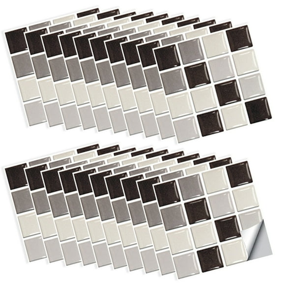 30 Pieces Peel and Stick Self Adhesive Bathroom Wall Tiles Mosaic Tile Decal10x10cm,Style1