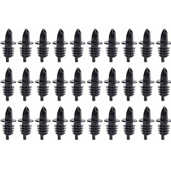 30 Pieces Plastic Bottle Pourer or Liquor Spout Pourer - Versatile as a Drink Pourer, Alcohol Pourer Spouts and Syrup Easy Pourer Dispense - Easy Install, Durable, Professional Bar Toolblack