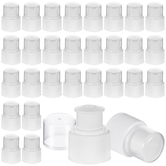 30 Pieces Plastic Push Pull Replacement Caps 28 mm Twisted Sport Bottle Lid Reusable Water Bottle Cap Non Spill Screw Tops for Water Soda, White