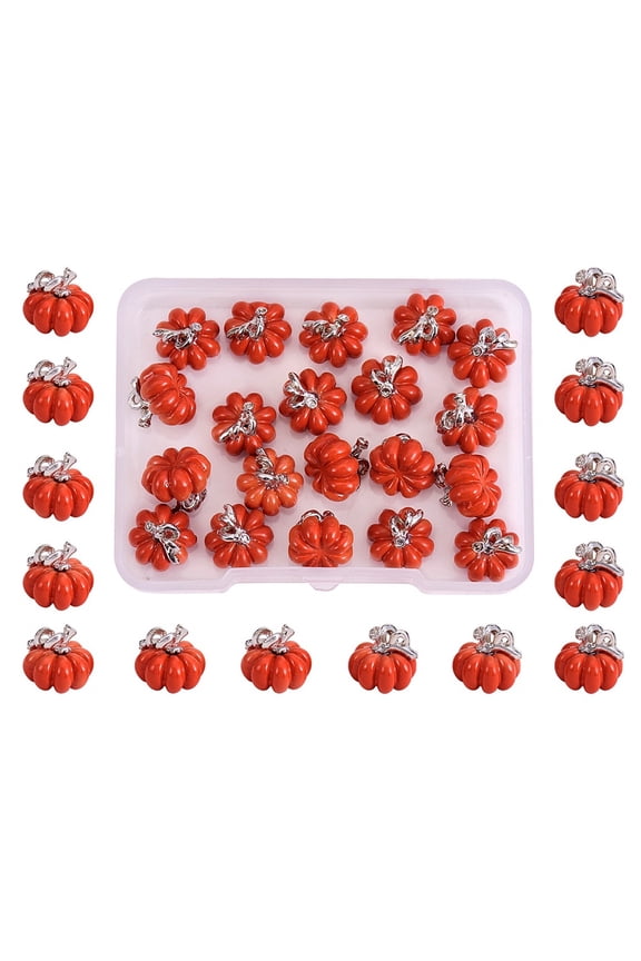 30 Pieces Pumpkin Charms Pendants Thanksgiving Pumpkin Charms Alloy Enamel Charm for Jewelry Necklace Bracelet Earring Making Crafts Orange
