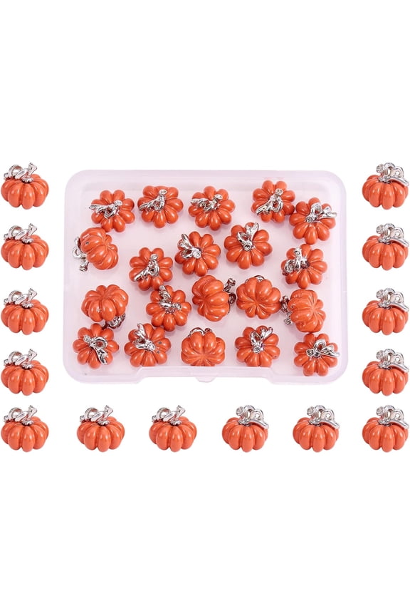30 Pieces Pumpkin Charms Pendants Thanksgiving Pumpkin Charms Alloy Enamel Charm