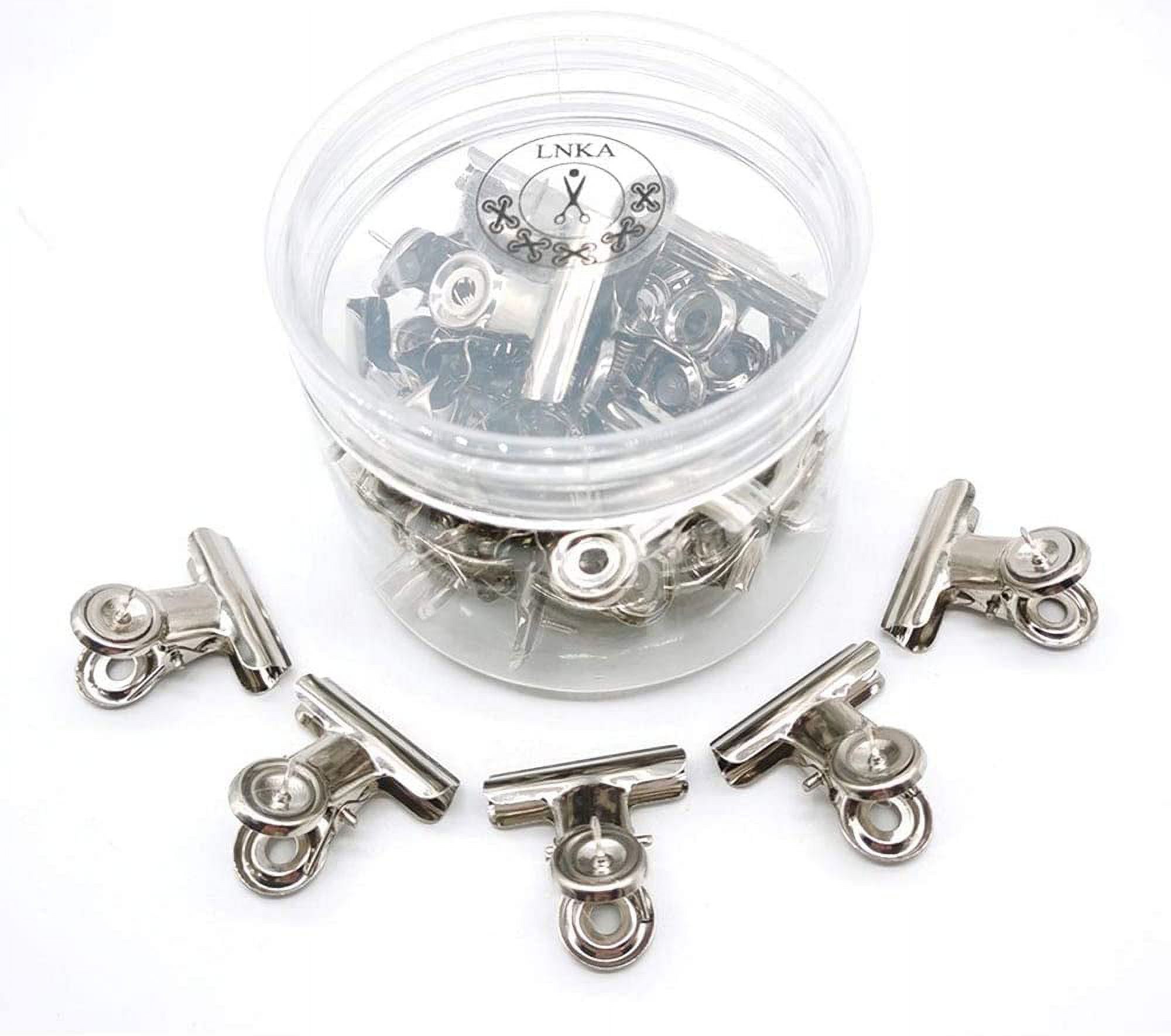 30 Pieces Push Pins Clips Bulldog Clips with Push Pins Metal for Cork