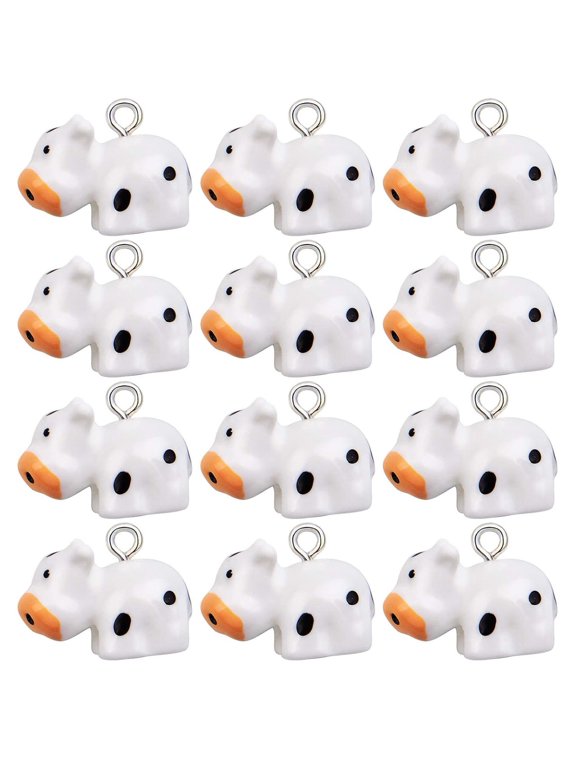 30 Pieces Resin Cow Charms Cute Cattle Pendants Small Animal Dangle Charms with a Box Craft Supplies for DIY Necklace Bracelet Earrings Jewelry Making Decor, White
