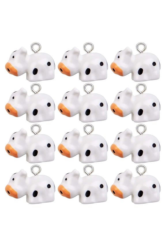 30 Pieces Resin Cow Charms Cute Cattle Pendants Small Animal Dangle Charms with a Box Craft Supplies for DIY Necklace Bracelet Earrings Jewelry Making Decor, White