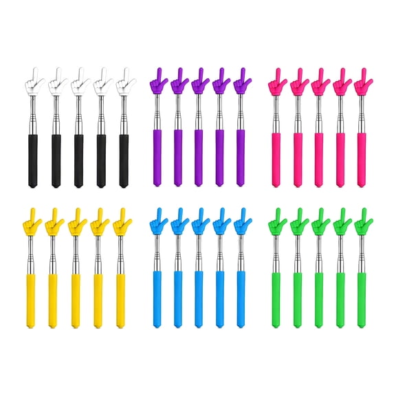 30 Pieces Retractable Reading Pointer Stick, Stainless Steel Telescopic Teaching Stick With Hand Shaped Tip, Non-slip Handheld Instruction Wand For Teachers, Tutors & Classroom Training