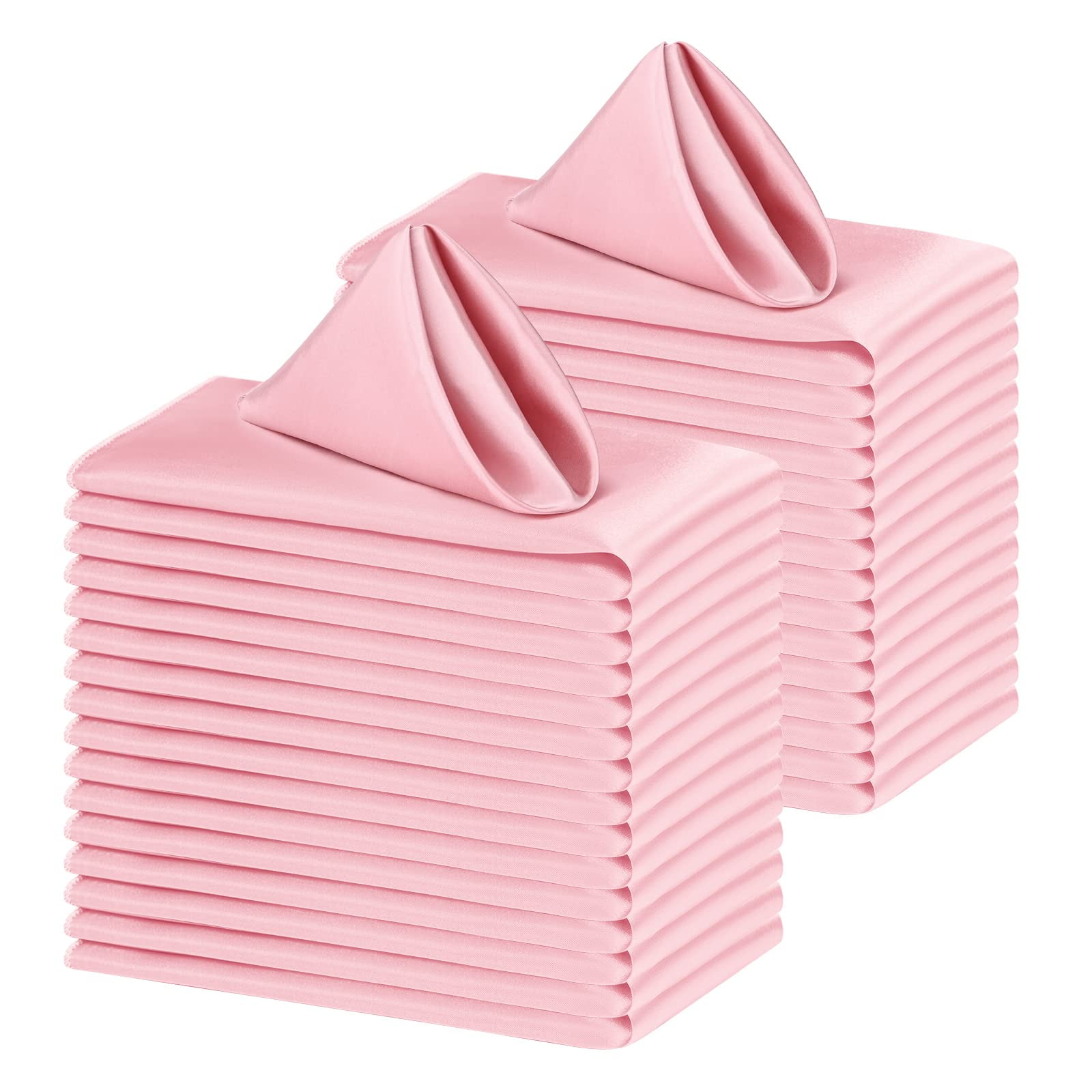 30 Pieces Satin Dinner Napkins 17 x 17 Inch Square Table Napkins Bright
