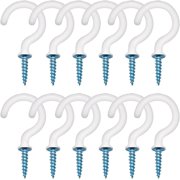 30 Pieces Screw-in Hooks 2.8 Inch White Vinyl Coated Screw in Ceiling Hooks Large Ceiling Hooks Heavy Duty Cup Hooks Versatile