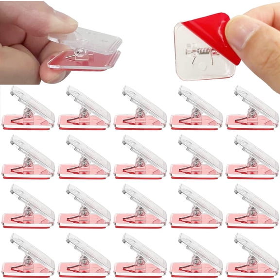 Self Adhesive Clips, Wall Clips,Tapestry Hangers,Photo Holders for Paper Flag Hanger,Sticky Clip for Teachers,Double-Sided Adhesive Spring Clip for Poster Home Office Rope