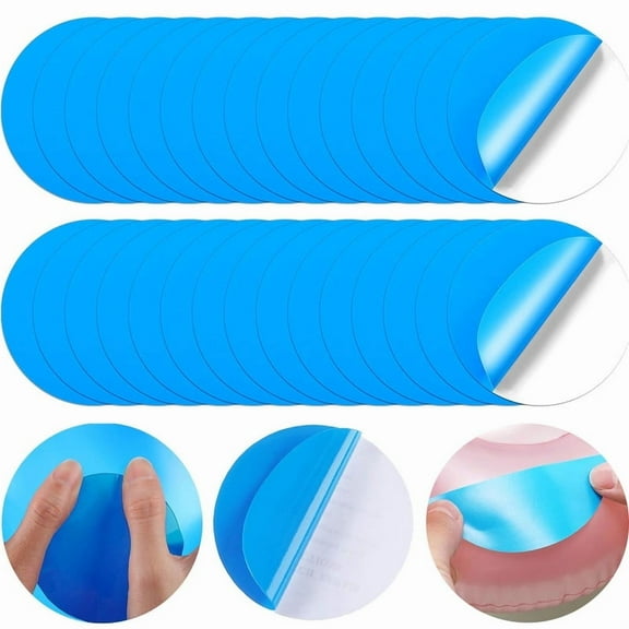 30 Pieces Self-Adhesive Vinyl Pool Patch Repair Kit Plastic Repair Liner Pool Patches Kit for Above Ground Pools Inflatable Boats Products (7.5 x 7.5 cm, Blue)