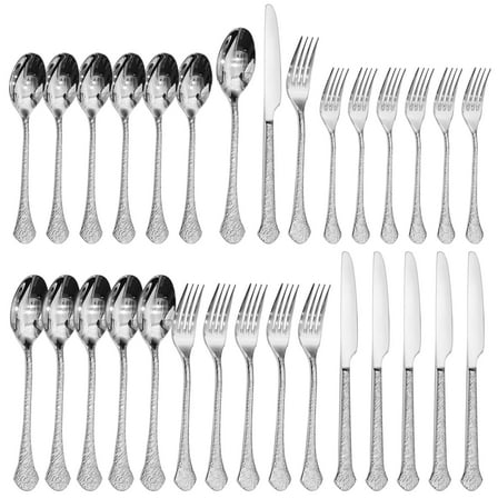 30 Pieces Silverware Set, 18/10 Stainless Steel Flatware Set, Service for 6
