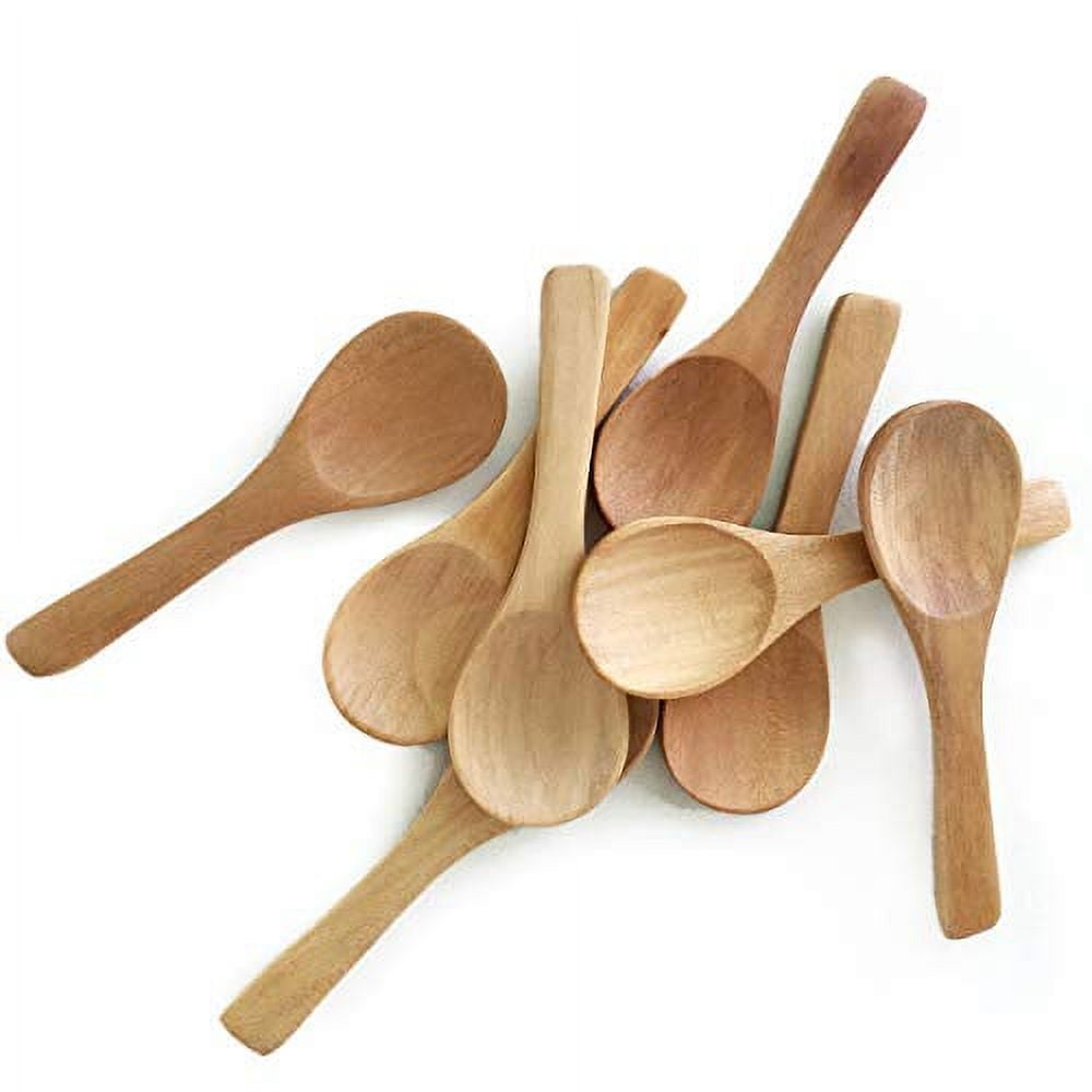 30 Pieces Small Wooden Spoons, Short Handle Mini Condiments Salt Spoons