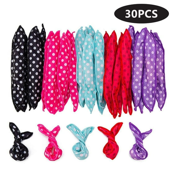 30 Pieces Soft Hair Curler Rollers DIY Night Sleep Foam Hair Styling Tools Flexible Sponge Pillow Hair Rollers ( 5 Colors)