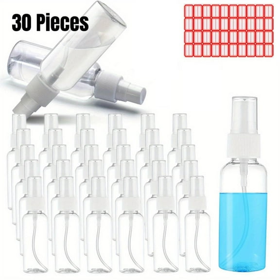 30 Pieces Spray Bottles 1oz 30ml Clear Empty Mini Spray Bottles Refillable Container Pocket Size Sprayer Set Essential Oils Travel Cleaning Makeup Bottles with 3pcs Funnels 40pcs Labels