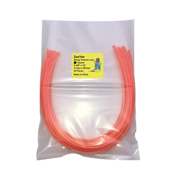 30 Pieces Square .105 Inches, 18 Inches Length, Precut Nylon Replacement Grass String Trimmer Line