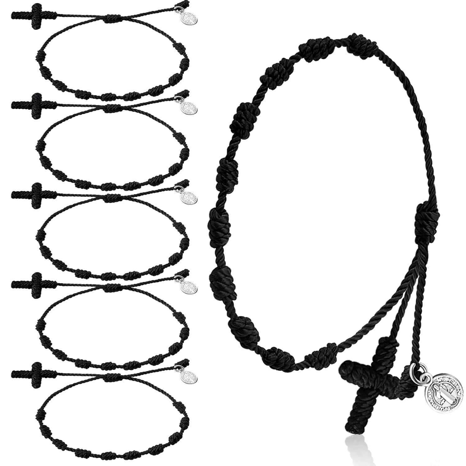 Landical 20 Pcs Catholic Bracelets - Saints Benedict Medal Adjustable String Bracelet Gift For Men & Women