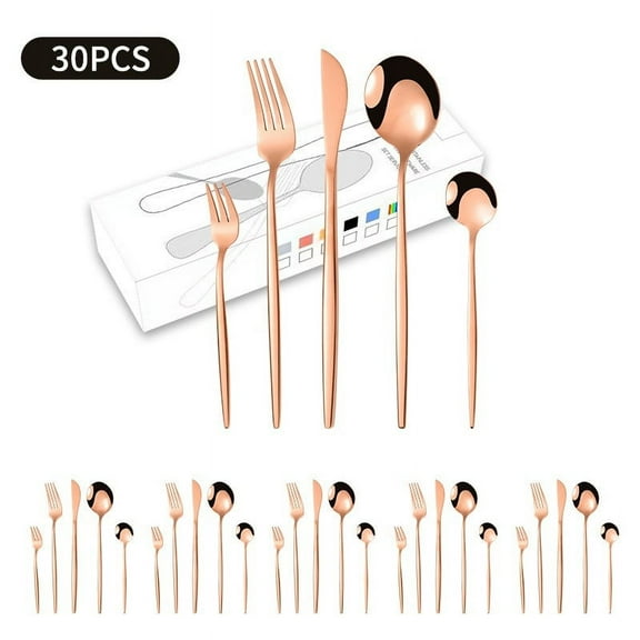 COSMOBETTY Dining Cutlery Set Rose Gold Stainless Steel 30 Pieces For Home Users