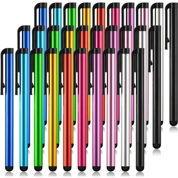 30 Pieces Stylus Pens Capacitive Slim Stylus Pens for Universal Touch Screens Devices, Compatible with iPhone, iPad, Tablet (10 Colors)
