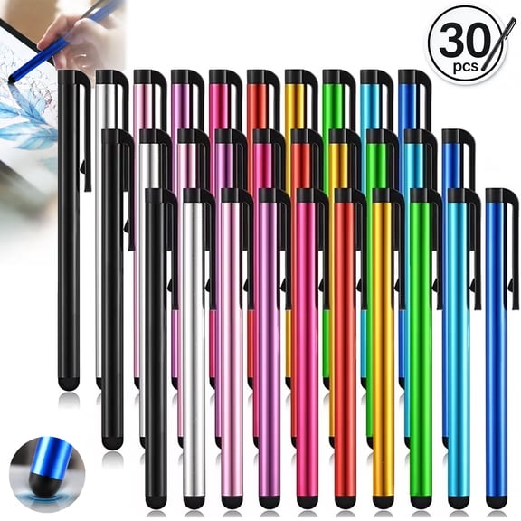 Deally 30 Pieces Stylus Pens for Touchscreen- High Sensitivity Capacitive Slim Stylus Pen for Cell Phone Universal Touch Screens Devices, Compatible with iPhone, iPad, Tablet (10 Colors)