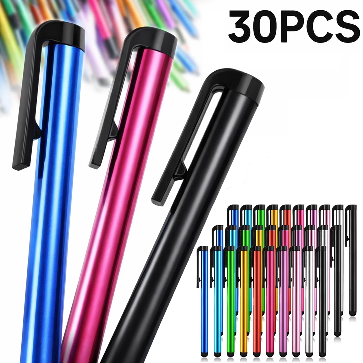 Deally 30 Pieces Stylus Pens Capacitive Slim Stylus Pens for Universal Touch Screens Devices, Compatible with iPhone, iPad, Tablet (10 Colors)