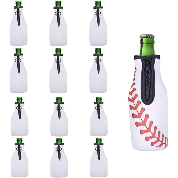 30 Pieces Sublimation Blanks Beer Bottle Cooler Sleeves White Neoprene Sleeve with Zipper Beer Sleeves for Bottles