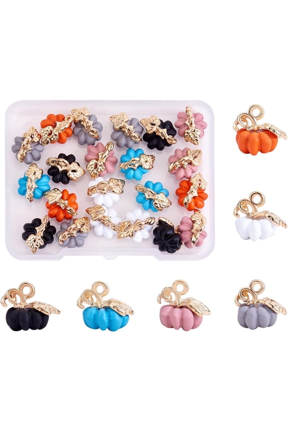 30 Pieces Thanksgiving Pumpkin Charms Pendant Fall Theme Charm Colorful Pumpkin Charms for Jewelry Necklace Bracelet Earring Making Crafts