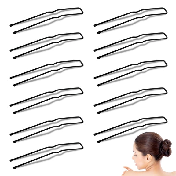 30 Pieces U Shaped Hair Pins Metal Bobby Ballet Styling Pins for Women Girls and Hairdressing Salon Thick Thin Long Curly Hair Forks(Black)