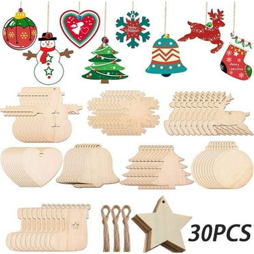 Luxtrada Wooden Christmas Ornaments, 40 Pcs Christmas Crafts for Kids ...