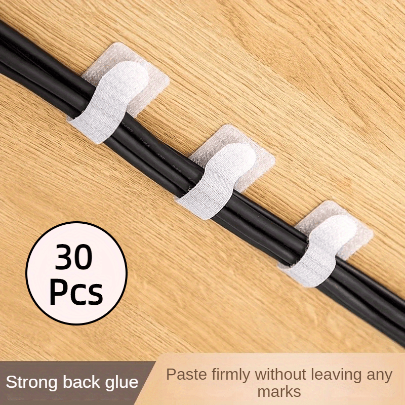 30 Pieces White SelfAdhesive Nylon Cable Ties Interlocking Tapes for