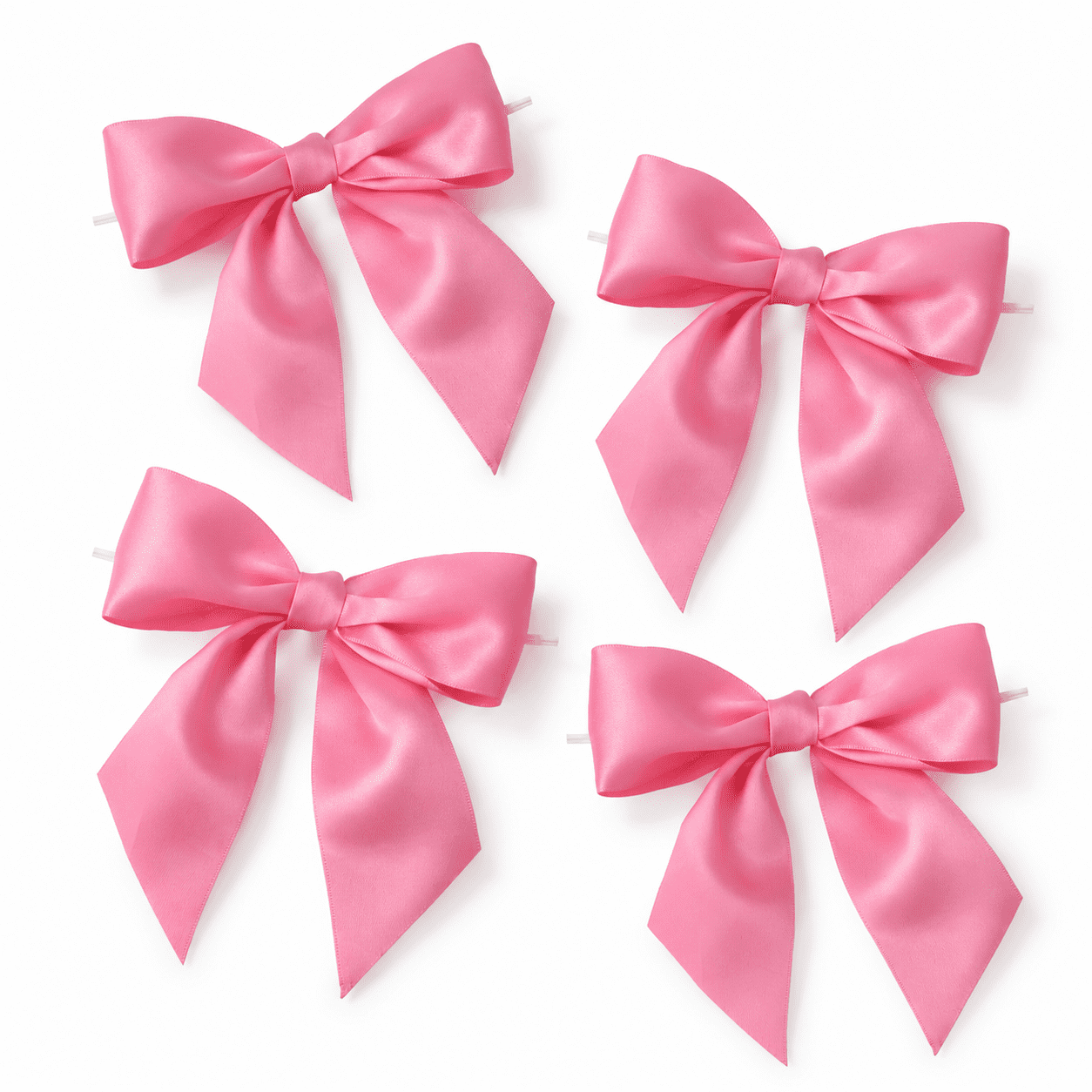 30 Pink Hot Satin Twist Tie Bows 5.5 Inch Premade Ribbon for Gift ...
