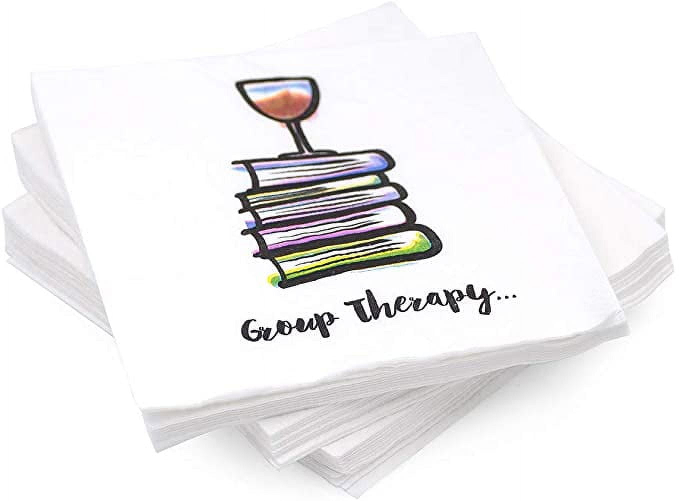 30 Pk, "Group Therapy" Cocktail 3-Ply Paper Party Napkins for Book Club, Wine Night, or Girls Night