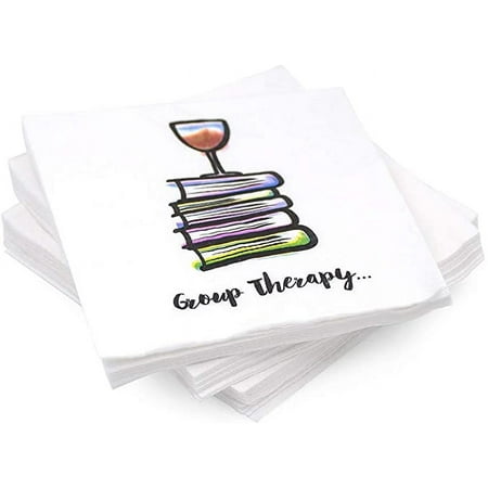 30 Pk, "Group Therapy" Cocktail 3-Ply Paper Party Napkins for Book Club, Wine Night, or Girls Night