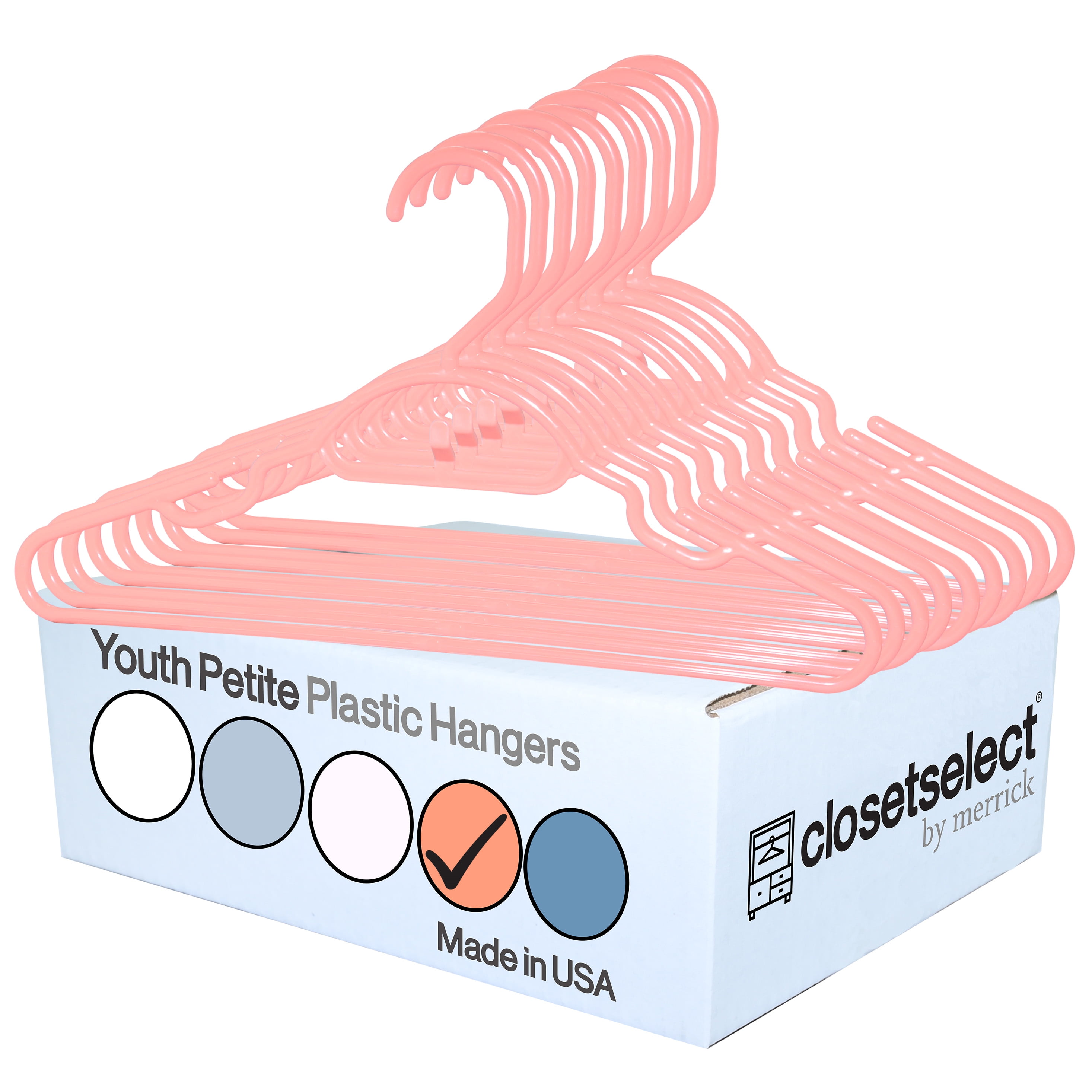 30 Pk Youth Petite Plastic Hangers, Medium, Petite, Teen, Preteen, Junior,  Children Sizes 8 to 14, White 
