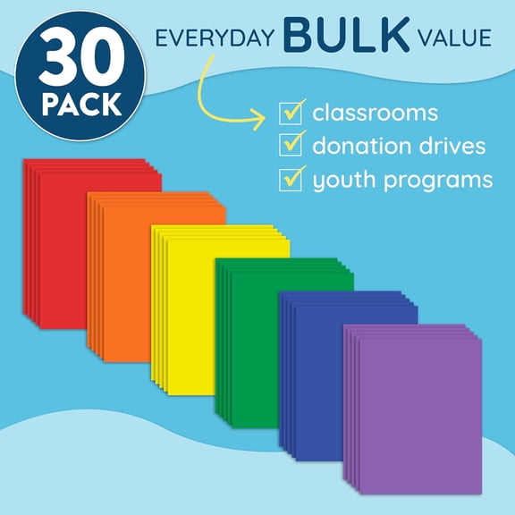 30 Plastic Two Pocket Folders with Prongs, Assorted Color,  Poly 2 Pocket Folders with Clasps, Letter Size, Bulk 30 Pack