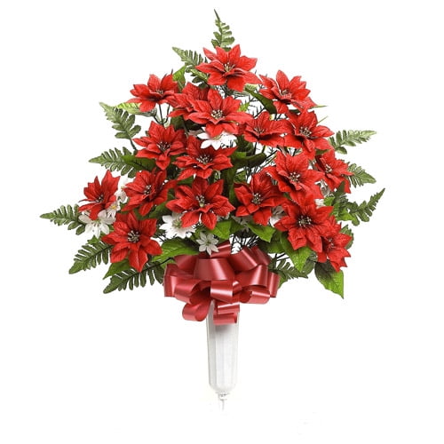 30" Poinsettia Floral Arrangement, Red