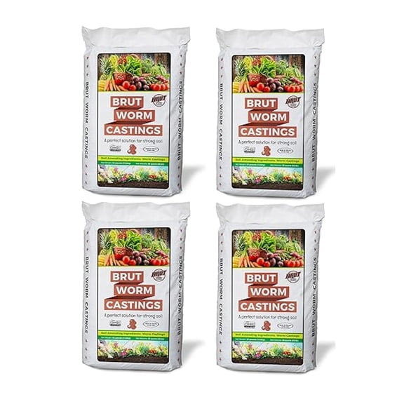 30 Pounds All Organic Fertilizer Worm Castings Filled with Nutrients and Minerals for a Variety of Indoor and Outdoor Plants, 4 Pack
