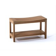30" Praha Luxury Solid Teak Wood Shower Bench with Shelf