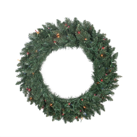 Northlight 30" Prelit Traditional Pine Artificial Christmas Wreath - Multi Lights