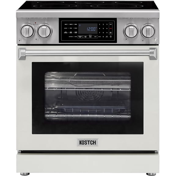 30" Professional Electric Range with Smart Tilt Touch Control Panel, 4.8 cu ft True Convection Oven, 5 Burner Cooktop, Air Fry, Self-Clean (Stainless Steel)