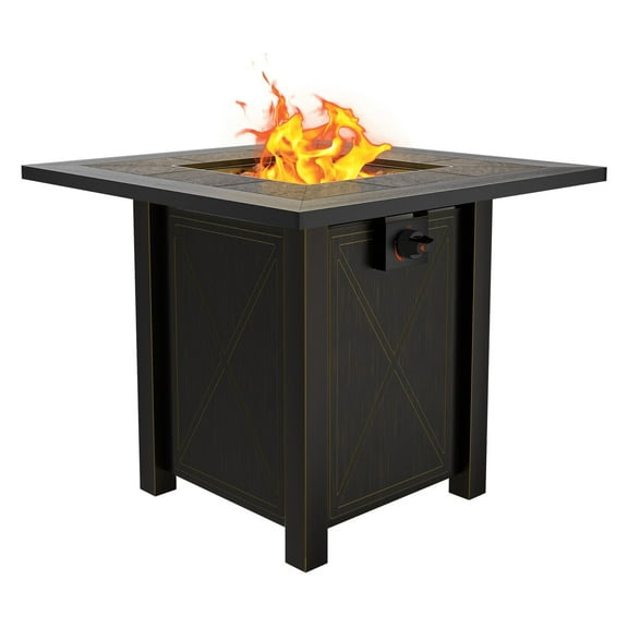 30" Propane Fire Pit Table | 50000 BTU | Outdoor Fire Pit with Ceramic Top Table Lid and Lava Rock | Perfect for Patio Garden Yard Dining and Parties
