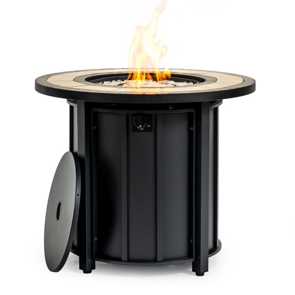 30" Propane Fire Pit Table with Mosaic Ceramic Top 50000 BTU Patio Heater