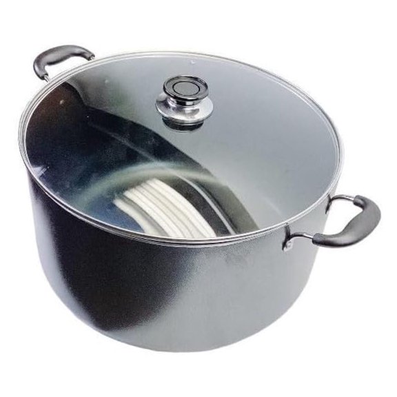 30 QT Non-Stick Dutch Oven Stockpot Pasta Cooking Pot, Glass Lid Double Handles