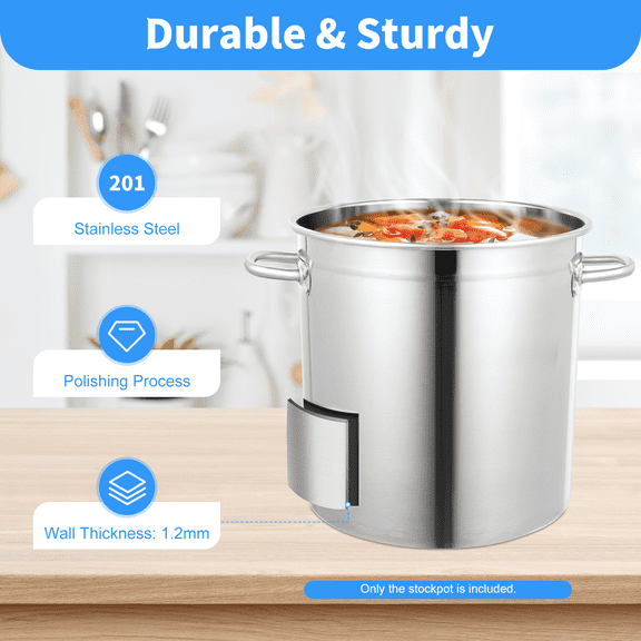 30 QT Stainless Steel Soup Pot with Lid, Large Capacity Multi-Purpose Pot, Cooking Pot, Kitchen Cookware, Stew Pot, Stockpot