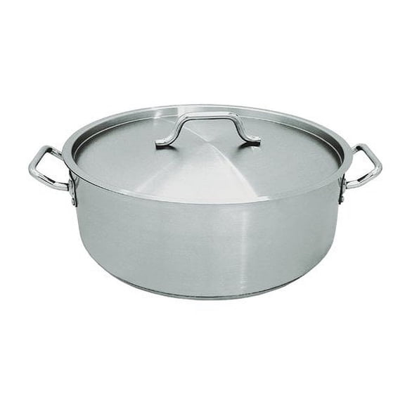 30 Qt. Stainless Steel Aluminum-Clad Heavy Weight Brazier with Cover