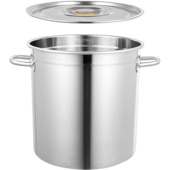 30 Quart/35L Stainless Steel Commercial Grade Stockpot, Super Large Seafood Boiling Pot, Stockpot Seafood Boiler with Lid, Nickel Free Multipurpose Stock Pot for Cook, Heat