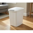 thumbnail image 1 of 30 Quart 7.5 Gallon 28.39 Liter White Slim Rectangular Plastic Trash Can with Swing Lid - Compact Garbage Bin for Kitchen, Bathroom, Bedroom & Office, 1 of 5