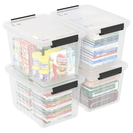 30 Quart Clear Storage Bins, Large Plastic Storage Box with Wheels, 4 Packs 30 Qt - 4 Pack